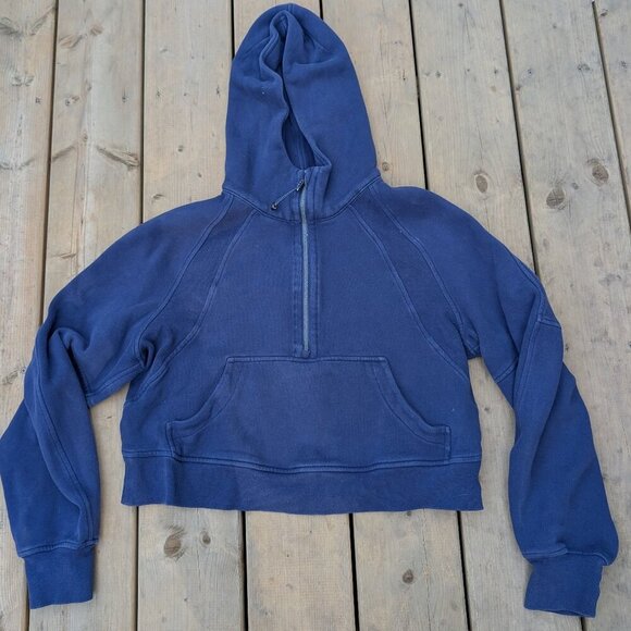 Lululemon Blue Oversize Cropped Half Zip Scuba Hoodie - Picture 1 of 8